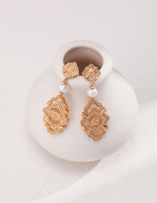 Golden Whisper Pearl Earrings