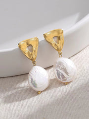 Flat Shape Pearl Earring