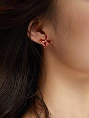 Dainty Red Flower Earring